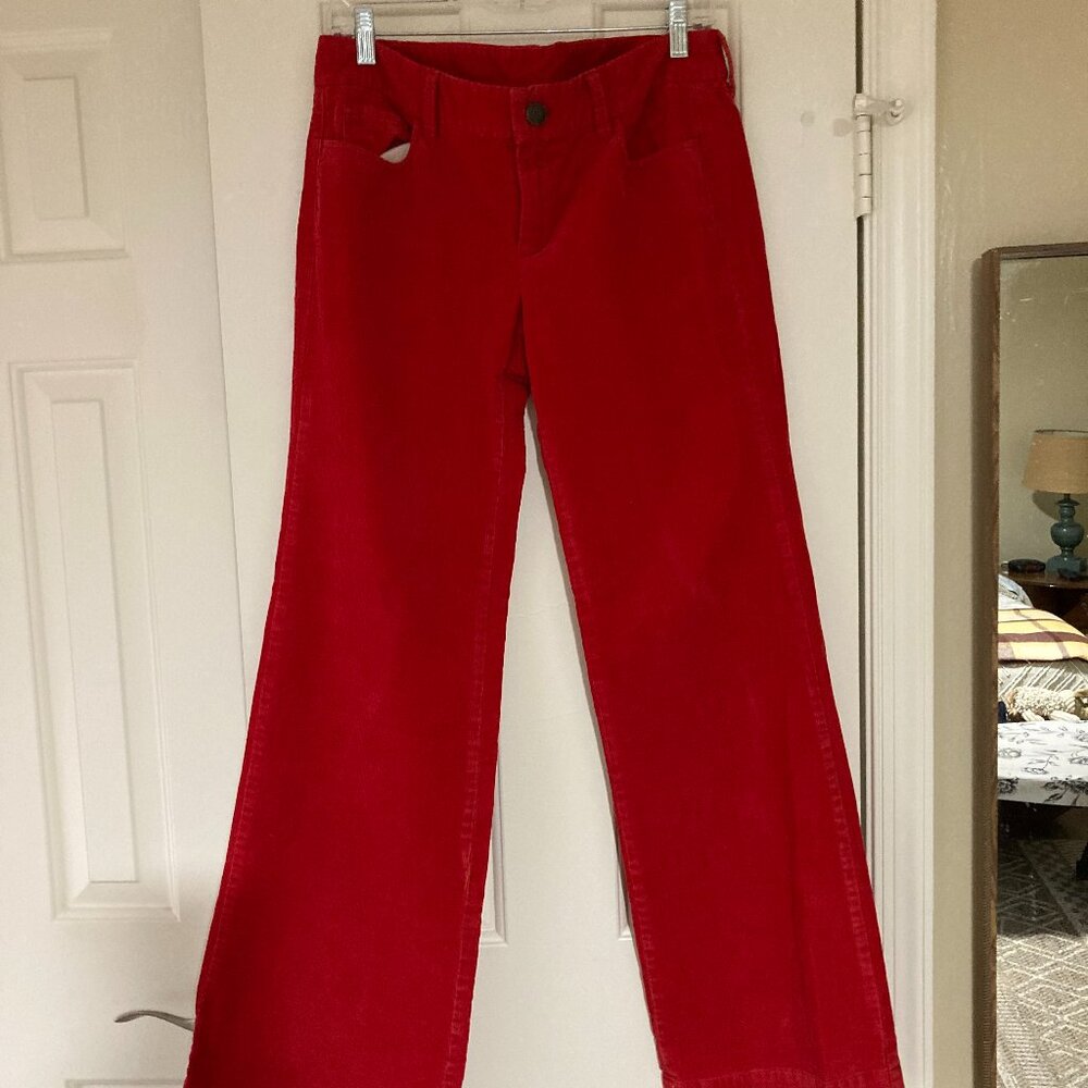 J. CREW  CITY FIT  CORDUROY WIDE  FLARE ANKLE RED PANTS SIZE 6
